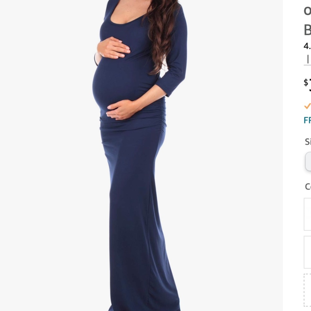 Mother Bee Maternity Long or 3/4 Sleeve Ruched Side Bodycon Dress XXL